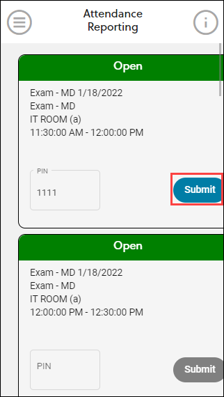 Click the Submit button mobile screen